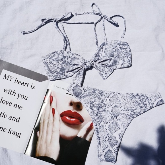 Knot Front Snake Skin Bikini - Picture 2 of 6